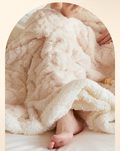 Manta de Franela de Tafetán de Invierno con Forro Grueso de Lana de Cordero/Felpa de Coral para Siesta en la Oficina, Sofá y Cama - Product Image 6