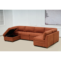 Canapé modulaire de couleur orange, canapé-lit sectionnel avec ottoman de rangement, design Thomasville