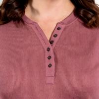 Camiseta de Mujer al por Mayor, Transpirable, de Secado Rápido, Manga Larga, Corte Regular, Cuello Henley en V, Casual, Holgada, con Botones, 60% Algodón, 40% [Material Restante]