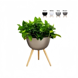 Maceta <span class=keywords><strong>de</strong></span> Plástico con Soporte <span class=keywords><strong>de</strong></span> <span class=keywords><strong>Madera</strong></span> y Autorriego <span class=keywords><strong>para</strong></span> Decoración del Hogar y Jardín - Product Image 1