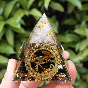 Pyramide en résine Kogiya Crystal Pebble, ornement de bureau, décoration intérieure, cadeau, gravure laser, cristal blanc, œil de tigre, obsidienne - Product Image 2