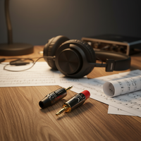 Prise banane 3 broches en laiton plaqué or pour console de mixage microphone, tête de soudure mono audio
