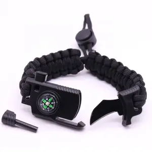 Pulseira de sobrevivência tipo paracord ajustável, multifunções e multifuncionais