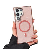 Coque de téléphone de luxe transparente à paillettes anti-chute magnétique pour Samsung S26 Ultra, iPhone 17, iPhone 16 Pro Max, S23, A56, A55