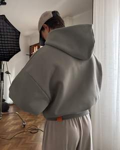 Yingling 700gsmバギーパーカーラグランスリーブクロップドフィットフード付きスウェットシャツ特大ダブルレイヤー厚手コットン男性箱入りパーカー - Product Image 6