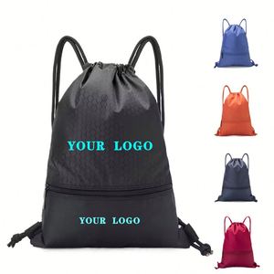 Custom Logo <b>Drawstring</b> <b>Backpack</b> Durable Waterproof Lightweight Nylon Polyester Fashionable Promotional Gift Bag - Product Image 1
