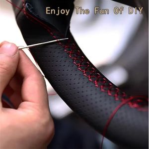 Cubierta para volante de coche de cuero perforado para Volkswagen VW Golf 4 Passat B5 Seat Leon <span class=keywords><strong>Polo</strong></span> accesorios interiores de coche - Product Image 2