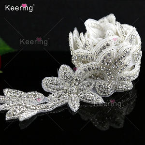 Le celebrità africane <span class=keywords><strong>Online</strong></span> cuciono a caldo su Applique in argento oro rosa con fiori di strass per WRA-304 di abbigliamento - Product Image 4