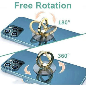 Support de bague de téléphone portable en diamant Transparent Finger Grip Clear 360 Degree Rotation Kickstand Compatible iPhones - Product Image 6