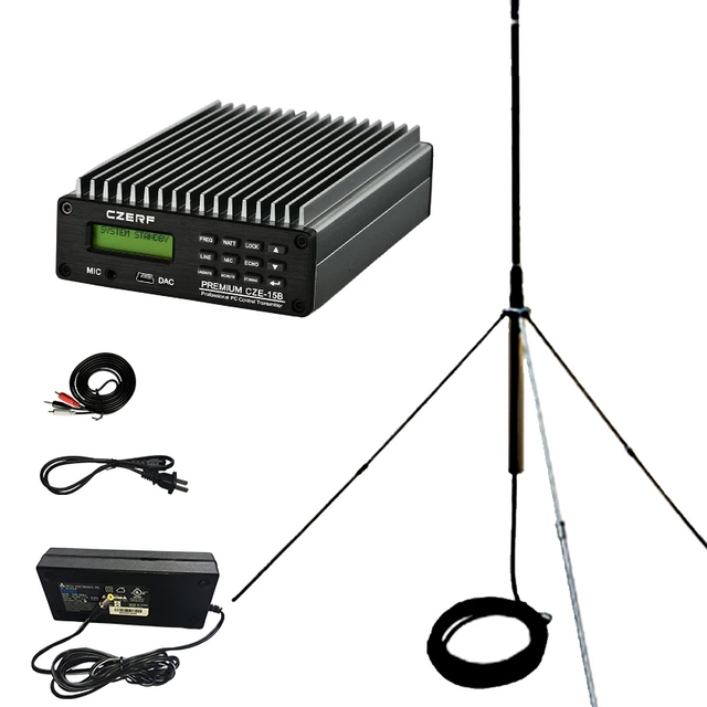 CZE-15B 0.3-15W Adjustable Stereo Broadcast FM Radio Transmitter +Optional Power Adapter for Church, Car, Home ,Light Show