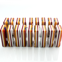 Jeu de dominos double six en résine acrylique standard 55x28x12MM, 28 pièces, jetons de dominos personnalisés avec drapeaux pour jeu de société éducatif familial