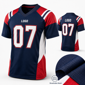 Camiseta de Fútbol Americano Personalizada, Jersey de Equipo Transpirable con Cuello en V, Impresión de Número, Manga Corta, Uniforme de Entrenamiento OEM - Product Image 2