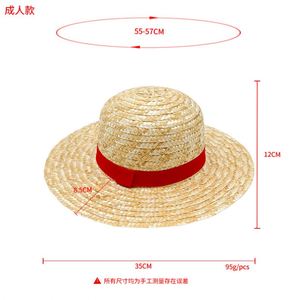 Chapeau de paille et casquette de cosplay One Piece Anime en gros pour jeune femme, style canotier plat en papier Luffy, protection solaire pour le voyage - Product Image 2