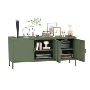 Mobile Contenitore in Metallo Verde, Credenza per Soggiorno, Armadio <span class=keywords><strong>TV</strong></span> in Acciaio <span class=keywords><strong>a</strong></span> 4 Ante, Stile Moderno - Product Image 5