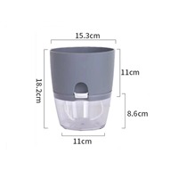 Pot de fleurs auto-arrosant en plastique, pot hydroponique transparent à double couche avec corde en coton pour l'arrosage des plantes succulentes