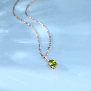 Colgantes de Oro Rosa Sólido de 14K de Alta Calidad, Elegantes y de Venta Caliente, con Diamantes Cultivados en Laboratorio, Corte Ovalado, Peridoto, Estilo Clásico Cristiano - Product Image 6