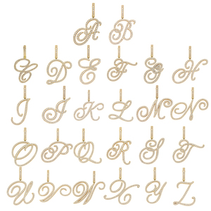 Wholesale Trendy Cubic Zirconia <strong>Initial</strong> Pendant <strong>Necklace</strong> 26 A-Z Alphabet Cursive Letter <strong>Charms</strong> Main Material Brass Jewelry - Product Image 2