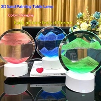 Lampe de table de taille moyenne avec peinture dynamique 3D à sable mouvant, effet sablier, lumière LED