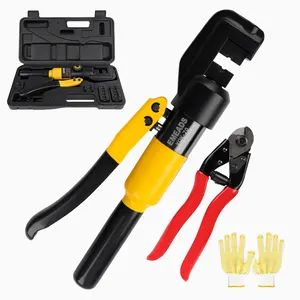 10 Ton Hydraulic Crimper Tool Manual Cable Lug Crimper with11 Dies Cable Cutters Fit for 1/8 to 3/16 Inch Cable Railing Fitting
