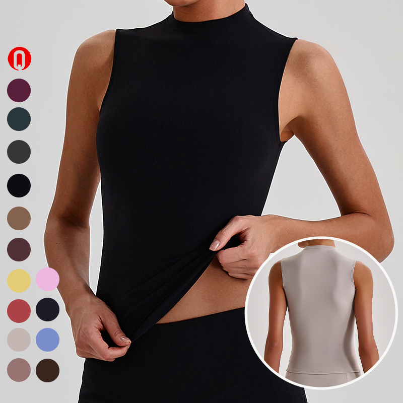 New Tight-fitting Dance Fitness Workout Top Sportswear High Elastic Sports Vest Summer High Neck Yoga Crop Tank Top for Women