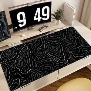 Tapis de souris de jeu XL avec carte <span class=keywords><strong>topographique</strong></span> (31,5x11,8 pouces), base en caoutchouc antidérapante, bords cousus, tapis de bureau noir et blanc avec contour - Product Image 1