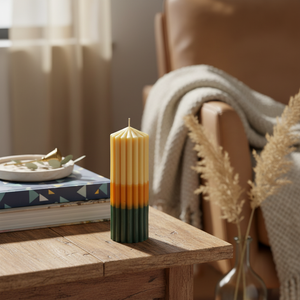 Bougie cylindrique à 3 couches de couleur, bougie parfumée de luxe en cire de soja, faite à la main, pour les fêtes, le Ramadan, bougies décoratives géométriques modernes pour la maison - Product Image 1