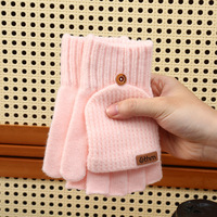 Gants chauds tricotés épais pleine acrylique Flip demi doigt clavier gants Protection contre le froid gants chauds pour les femmes