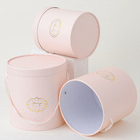 Boîte d'emballage en carton trois pièces pour bouquet, vente en gros, avec poignée, robuste, portable, pour fleurs, finition bronzée, écologique