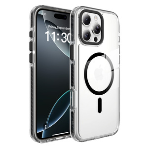 Fundas para Teléfonos Móviles al por Mayor, Transparentes, Magnéticas, con Protección de Lente, Resistentes a Golpes, para <span class=keywords><strong>iPhone</strong></span> 15 16 17 <span class=keywords><strong>Pro</strong></span> <span class=keywords><strong>Max</strong></span> - Product Image 1