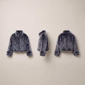Abrigo Corto de Piel Sintética de Zorro con Logotipo Personalizado para Mujer, 55 cm de Largo, Forrado con Tela <span class=keywords><strong>Galilee</strong></span>, Chaqueta Cálida de Invierno - Product Image 4