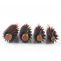 Brosse cylindrique en bois massif avec poils de sanglier, qualité salon, résistante à la chaleur, pour le coiffage à la sèche-cheveux, pour hommes et femmes