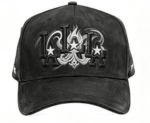 Casquette de baseball streetwear <span class=keywords><strong>Latino</strong></span> personnalisée brodée, style vintage délavé et vieilli, avec patchs gothiques LA, étoile, couronne, croix et visière pare-soleil - Product Image 5