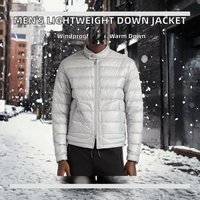 Veste d'hiver unisexe matelassée en duvet avec capuche coupe-vent, col montant, fermeture éclair, en nylon, style bomber