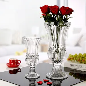 Großhandel benutzer definierte Französisch Vintage Home Hotel dekorative klare strukturierte gerippte Becher Weinglas Vase