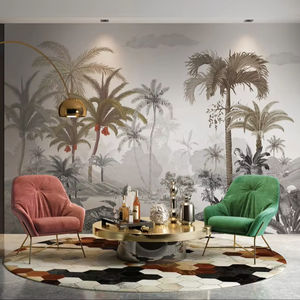 <span class=keywords><strong>Carta</strong></span> <span class=keywords><strong>da</strong></span> <span class=keywords><strong>parati</strong></span> con paesaggio naturale stampata su misura murale dipinta a mano pianta tropicale lascia uccelli arte floreale murale per parete - Product Image 1