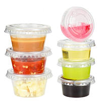 Gobelet à sauce Bingo Brand, durable, à paroi simple, en PET de qualité alimentaire, transparent noir, 3,25 oz, avec couvercle à clapet pour l'emballage alimentaire