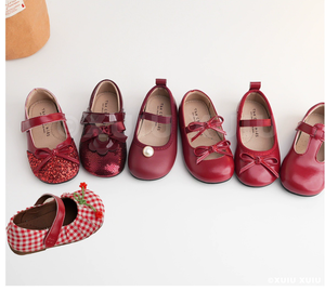 Scarpine <span class=keywords><strong>Rosse</strong></span> da Principessa per Bambine, Stile Foresta, Scarpe Mary Jane con Paillettes per Feste e Uso Quotidiano - Product Image 2
