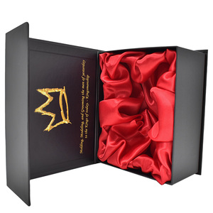 Boîtes cadeaux magnétiques noires de luxe pour les soins de la peau des hommes, emballage de haute qualité pour crème exfoliante, cire pour cheveux, parfum avec doublure en éponge - Product Image 4