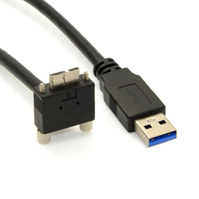 Custom Length 90 Degree Angle USB 3.0 a Male Micro B Cable Pure Copper Braid Shielding Hard Disk Use Flexible Screw Lock Stock