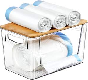 Cucina sotto il lavandino Extra Large rivestimento fine sacchetti della spazzatura dispenser acrilico sacchetto della spazzatura supporto per il fondo della lattina - Product Image 1