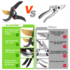 Kéo tỉa cành chuyên nghiệp SUNSHINE 8 inch, lưỡi titan cao cấp, dụng cụ cầm tay, kéo cắt cây, dụng cụ làm vườn - Product Image 3