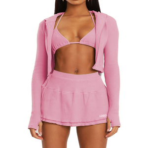 Usine Personnalisé Yoga Ensemble 3 Pièces Vital <span class=keywords><strong>Sport</strong></span> Costume <span class=keywords><strong>Crop</strong></span> <span class=keywords><strong>Top</strong></span> Veste <span class=keywords><strong>Sport</strong></span> Soutien-Gorge Jupe Shorts Ensemble Fitness Zip up <span class=keywords><strong>Manches</strong></span> <span class=keywords><strong>Longues</strong></span> - Product Image 5
