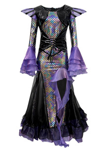Costume da <span class=keywords><strong>Sirena</strong></span> Viola Scuro per Halloween, Abito Lungo da Donna per Cosplay, Costume da <span class=keywords><strong>Sirena</strong></span> per Feste per Adulti - Product Image 1