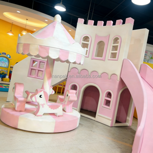 Equipo de Juegos Interior Estilo Cuento de Hadas para Niños, <span class=keywords><strong>Castillo</strong></span> Interactivo y de Juego de Roles con Tobogán, Juego Suave para Cafetería Infantil y Escuela - Product Image 2