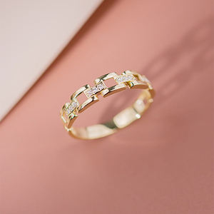 14K Solid Gold Custom <b>Ring</b> Jewelry Hollow Diamond <b>Ring</b> Luxury Trendy Unisex <b>Wedding</b> <b>Ring</b> for Women Gift - Product Image 1