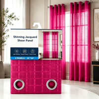 Panneaux Transparents Jacquard Rose Vif Brillant Modernes 2 Pièces à Œillets pour Chambre et Salon Entretien Facile Vente en Gros