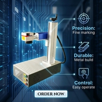 Nouvelle machine de marquage laser à fibre portable de bureau mini, à refroidissement par air, pour métal, avec galvanomètre CNC EZCAD Sino, puissance maximale 20W 30W 50W 100W