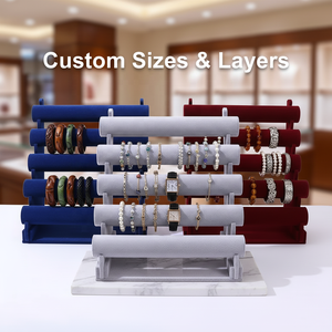 Expositor de Pulseras de Terciopelo de Múltiples Niveles, Organizador de Joyas Apilable para Brazaletes, Relojes y Collares RODEN/OEM R26-JDS067 - Product Image 5