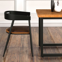 Table à manger rectangulaire convertible avec plateau en bois naturel et pieds en métal en forme de double U, table à manger moderne pour hôtel