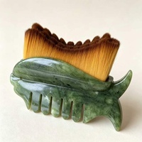 Peigne de massage 4-en-1 en jade, brosse sèche, drainage lymphatique facial, acupression des méridiens du cuir chevelu, lifting de la mâchoire, outil de beauté Gua Sha pour spa